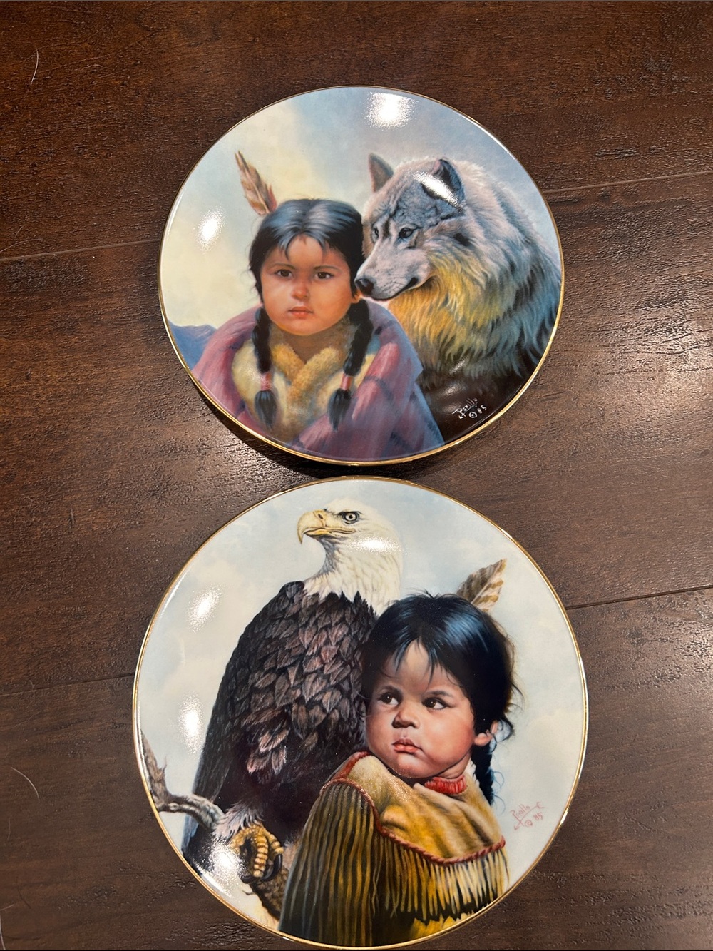 Vintage Gregory Perillo Collector Plates Set of 2 Brave & Free Loyal Alliance